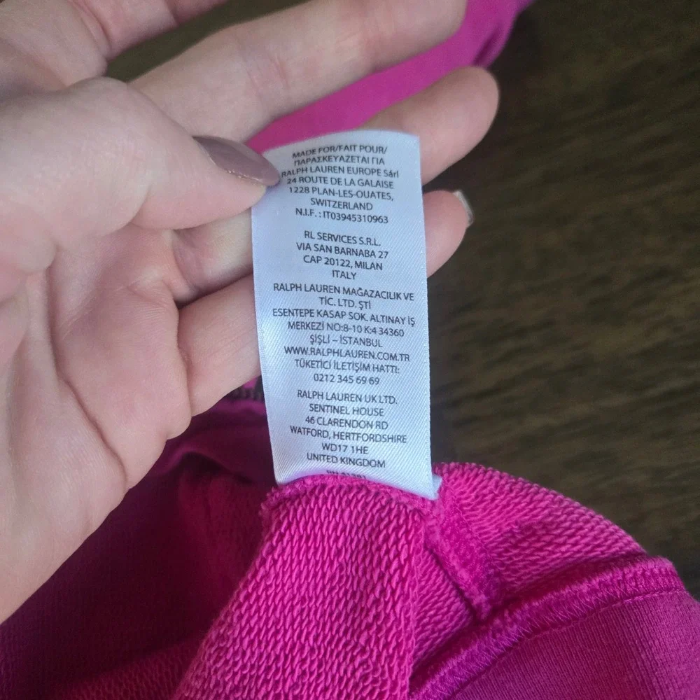 Polo Ralph Lauren Girls Pink Full Zip Hoodie‎ Sweatshirt Size 5 Pony Logo